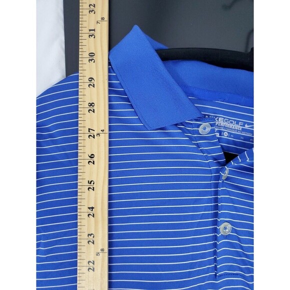 Nike Golf Blue Polo Shirt Men's XL Striped Short Sleeve Stretch Tour Performance - Picture 6 of 6
